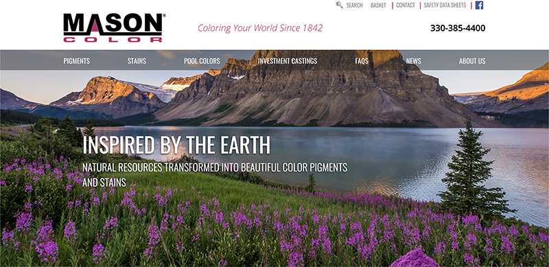 Screenshot of Mason Color website
