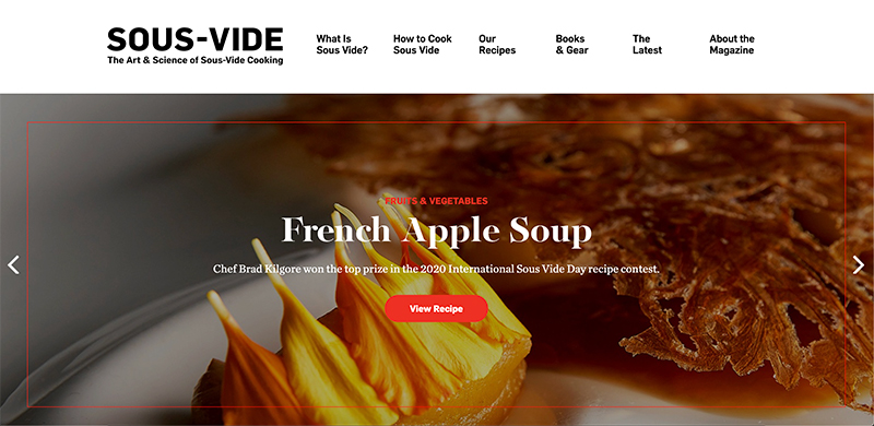 Screenshot of Sous Vide website